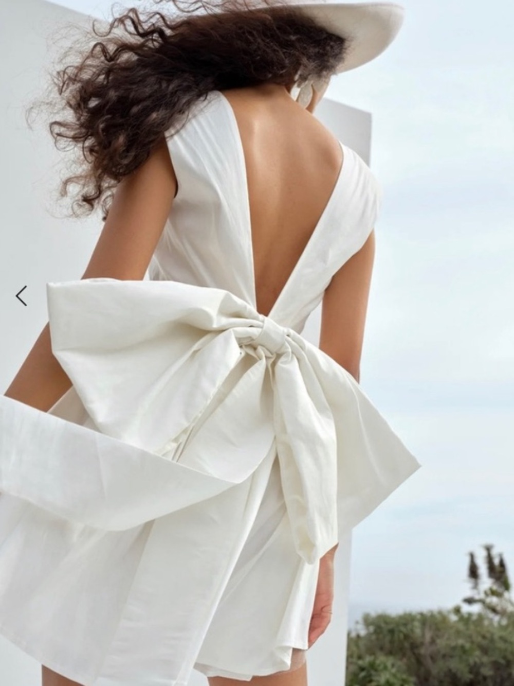 For Love And Lemons White Plunge V-Neck Floral Waist Mini Dress - Picture 2 of 4